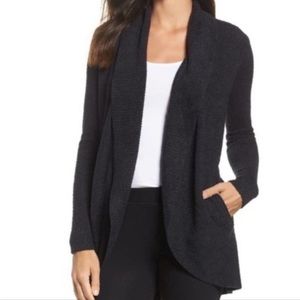Barefoot Dreams CozyChic Lite Open Front Cardigan Black Style 423 Size S